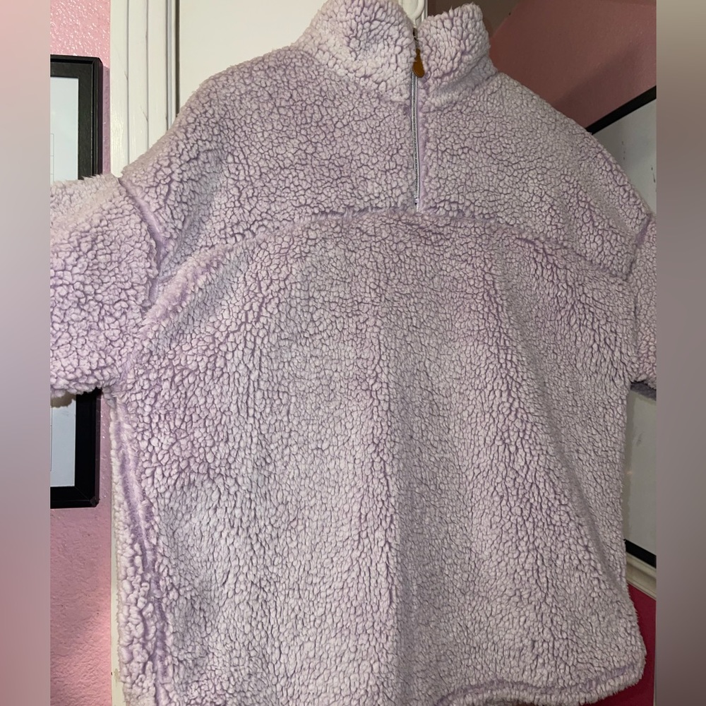 Purple quarter zip fuzzy jacket